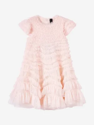 Needle & Thread Girls Wild Rose Ruffle Dress in Ivory