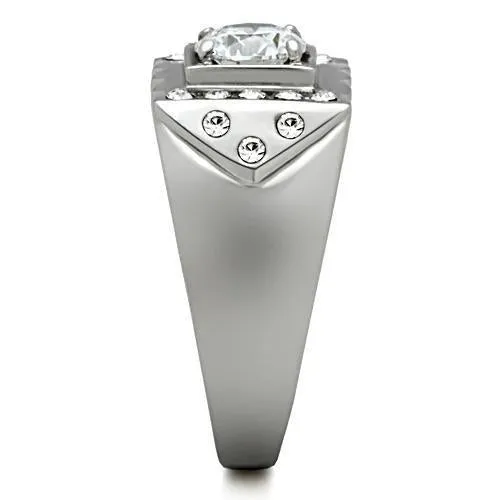 no plating Stainless Steel Ring AAA GRD CZ Clear TK315 for Men Style High
