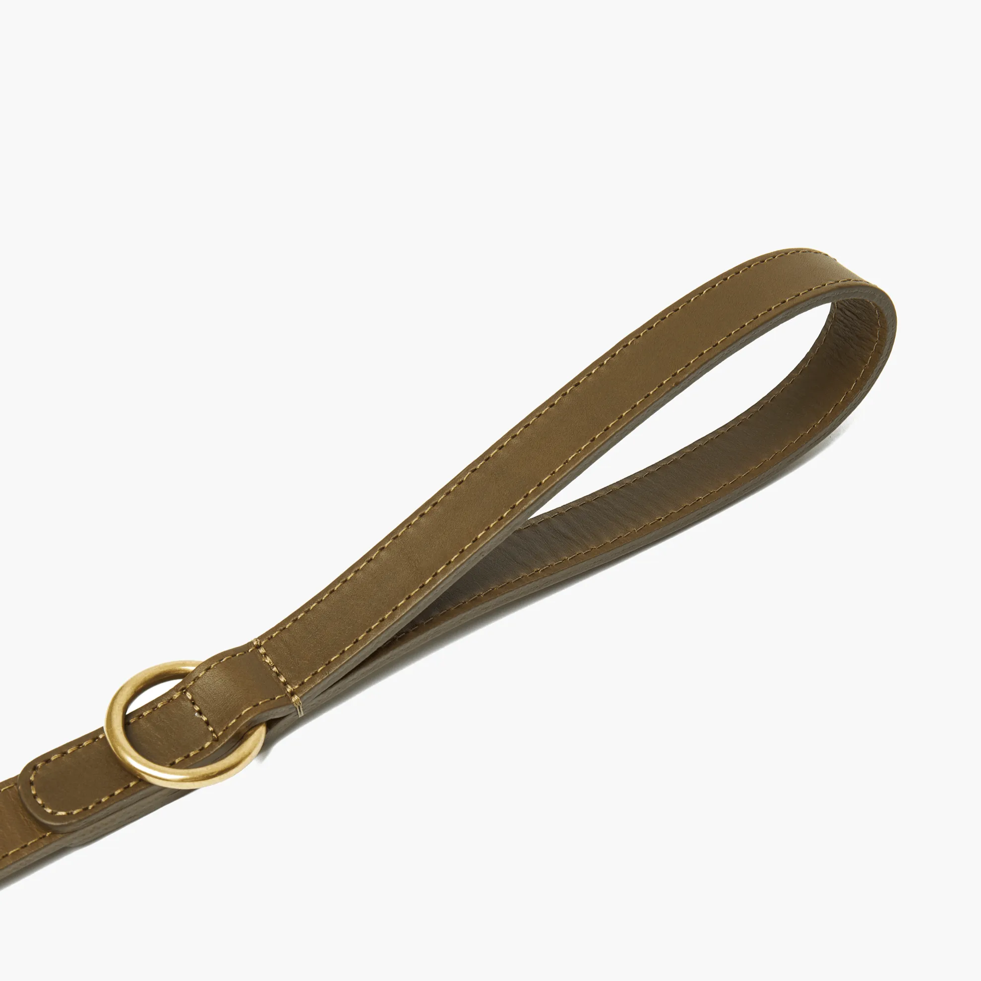 Olive Green Leather Dog Collar & Lead Set with Gold Hardware