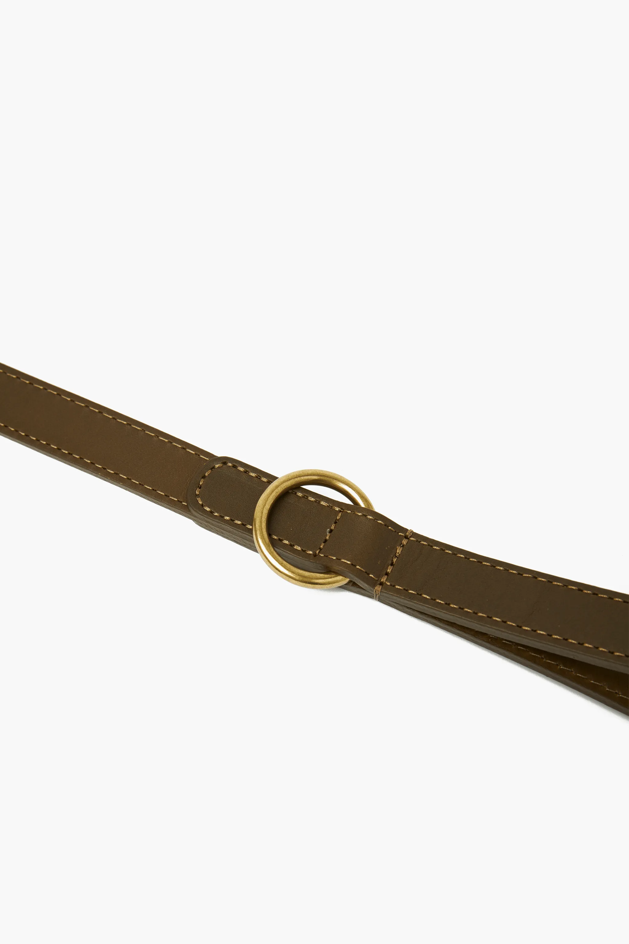 Olive Green Leather Dog Collar & Lead Set with Gold Hardware