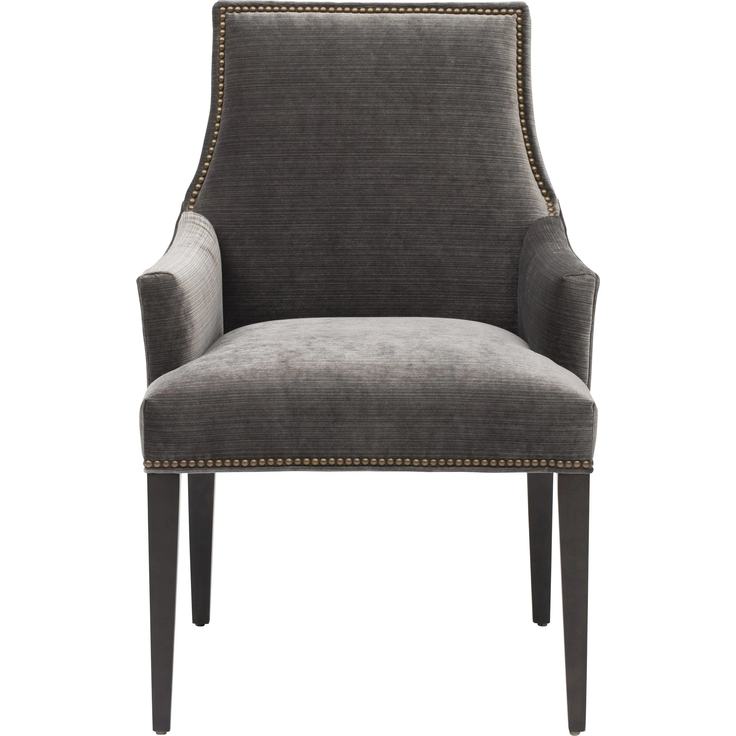 Oliver Arm Chair, Valhalla Pewter, Brass Nailheads