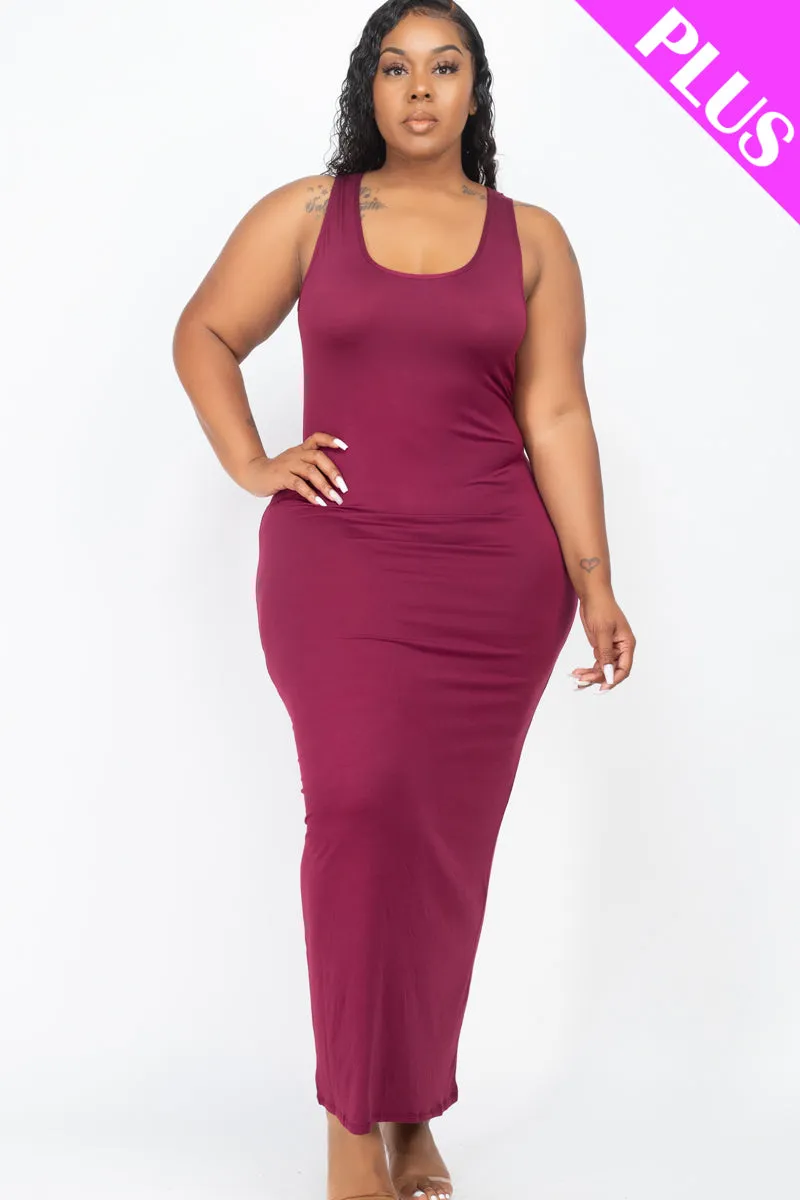 Plus Size Solid Basic Maxi Dress