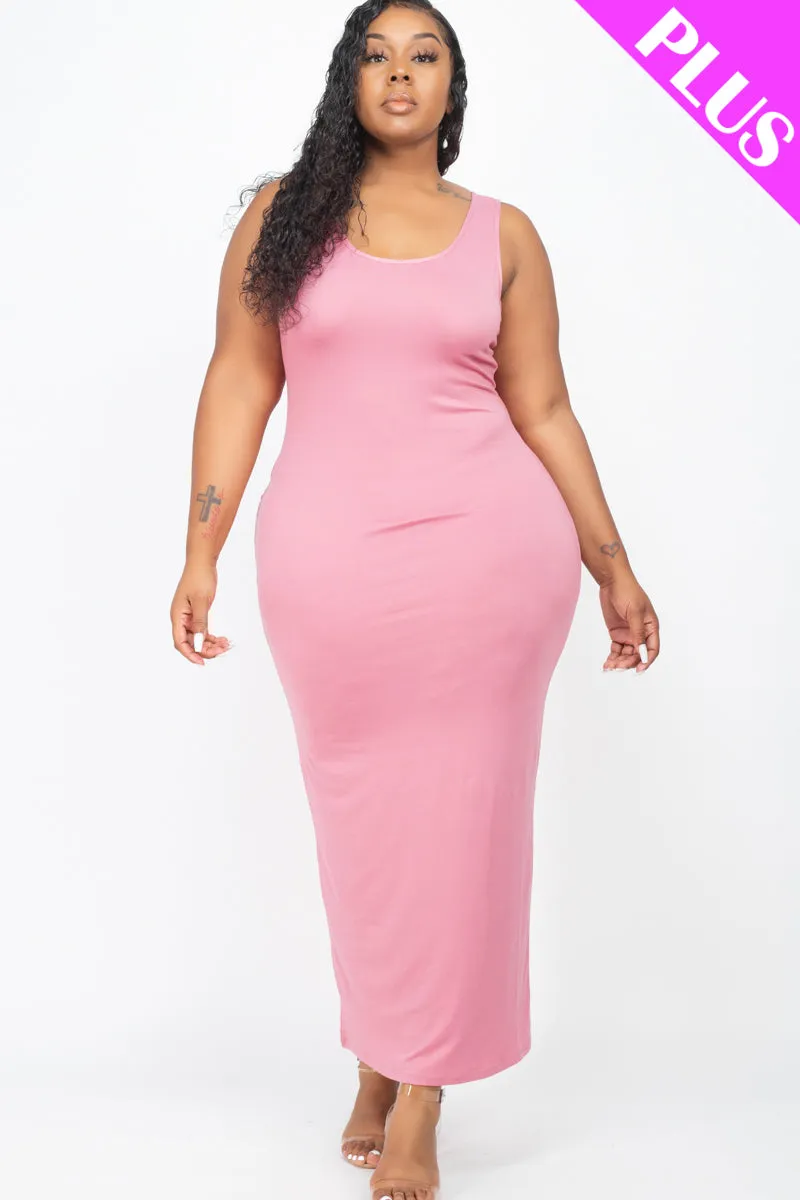 Plus Size Solid Basic Maxi Dress