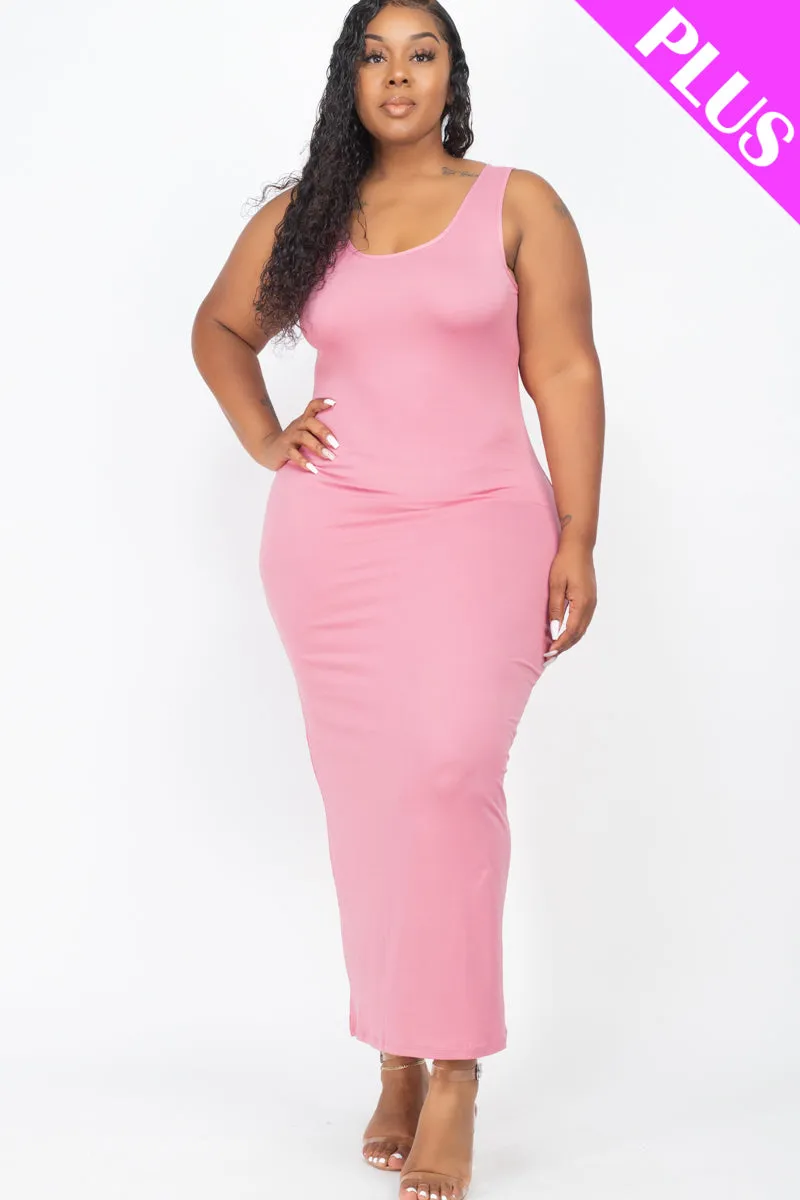 Plus Size Solid Basic Maxi Dress