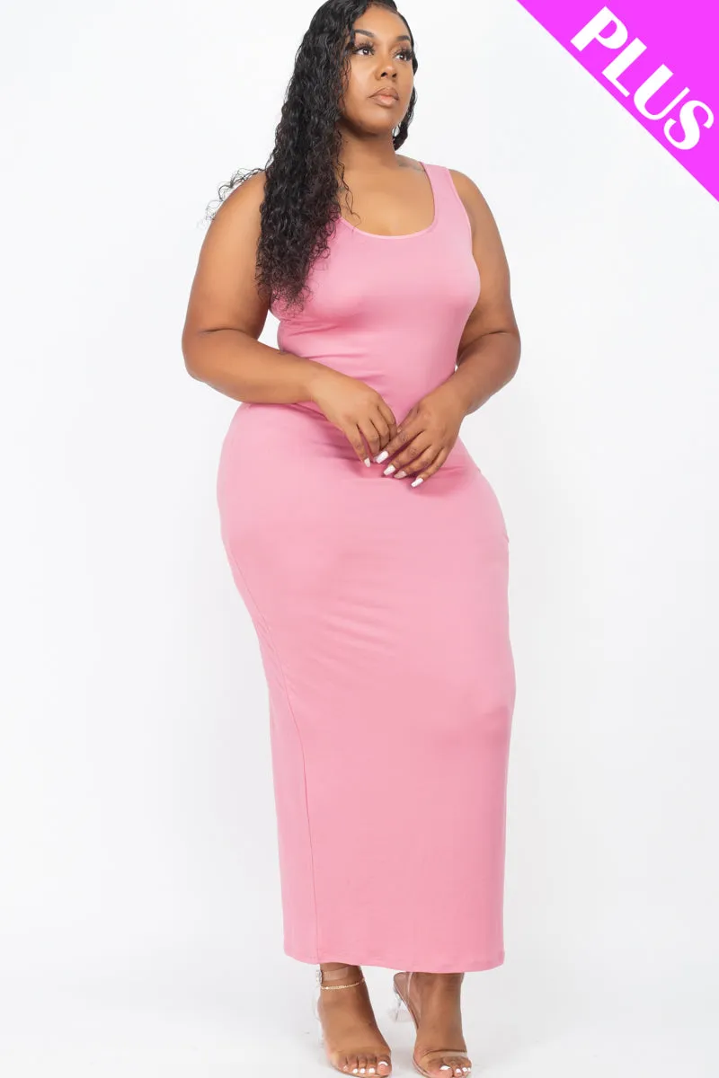 Plus Size Solid Basic Maxi Dress