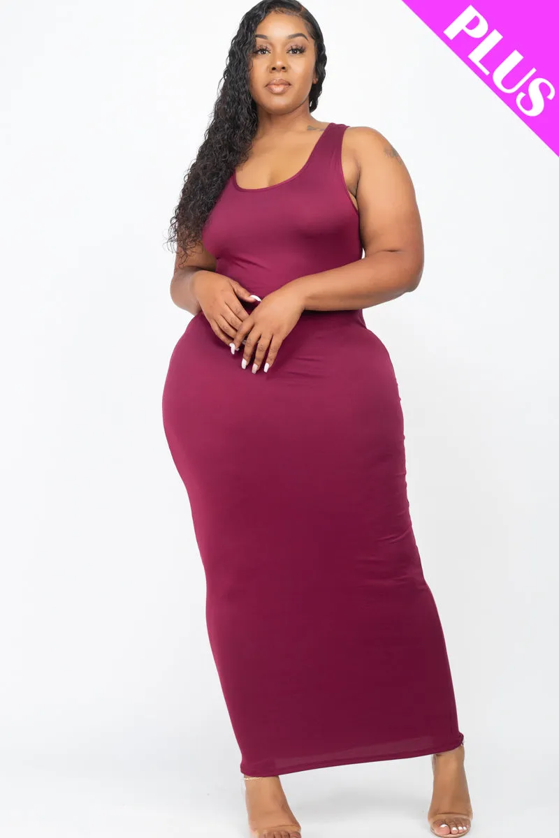 Plus Size Solid Basic Maxi Dress