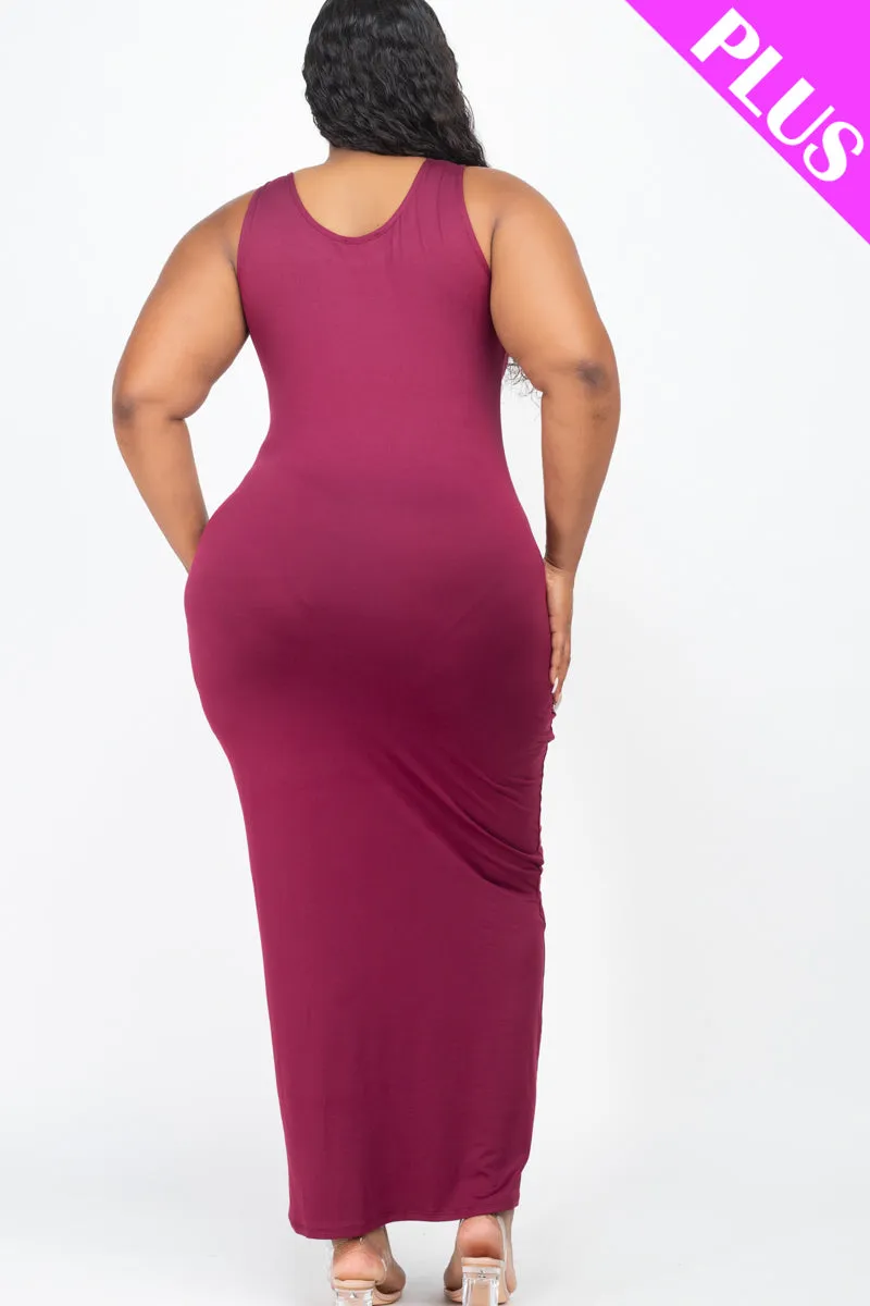 Plus Size Solid Basic Maxi Dress