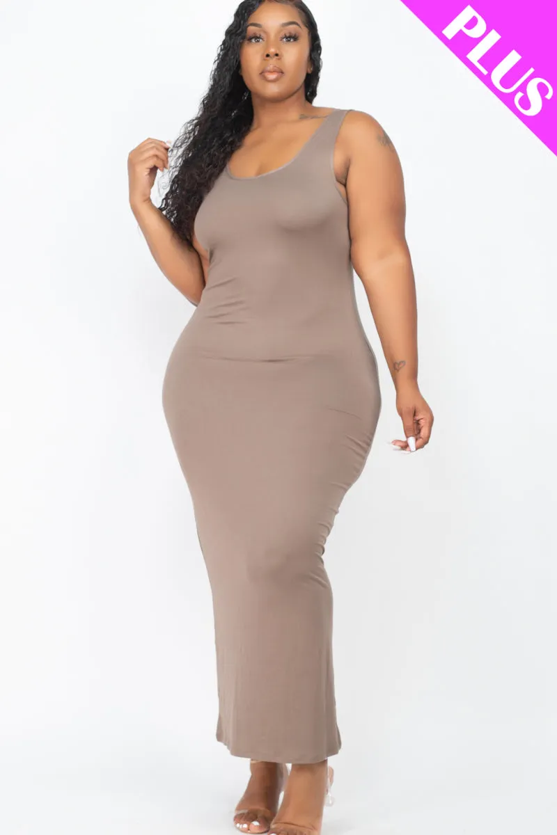 Plus Size Solid Basic Maxi Dress