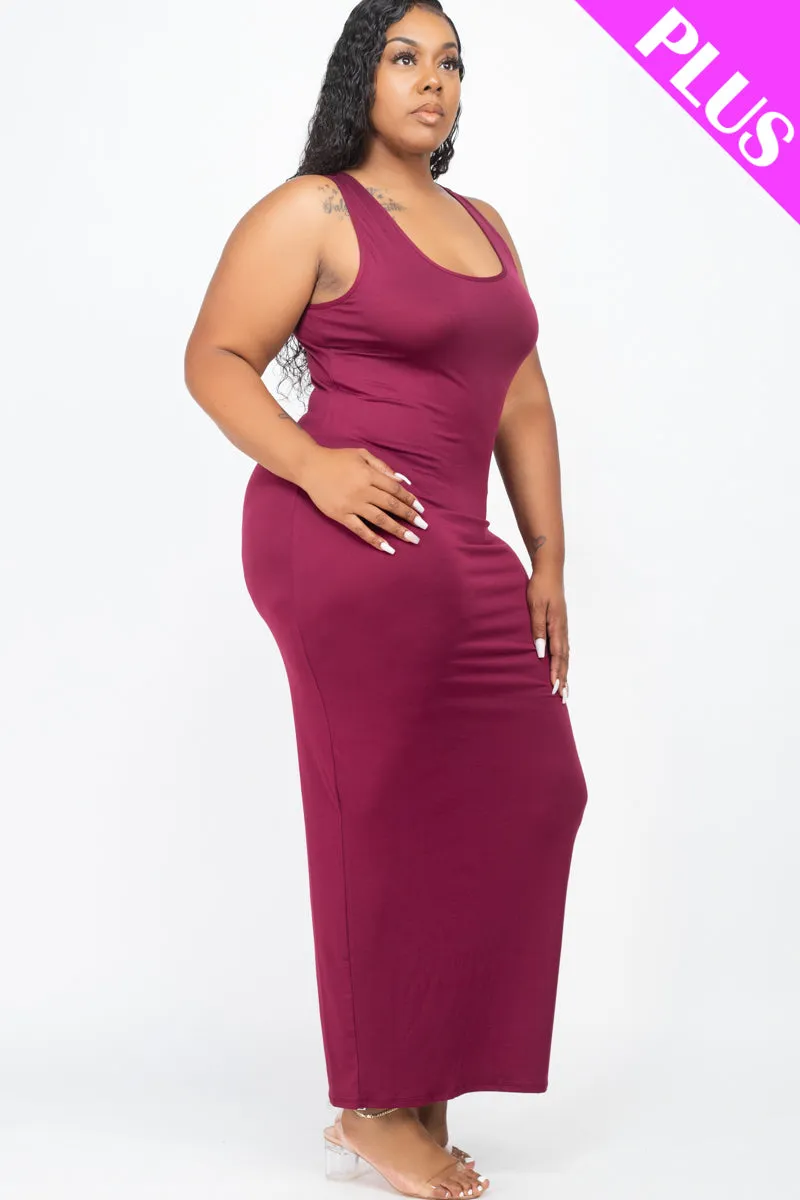 Plus Size Solid Basic Maxi Dress