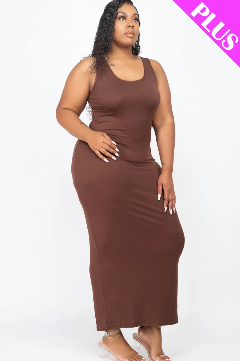 Plus Size Solid Basic Maxi Dress