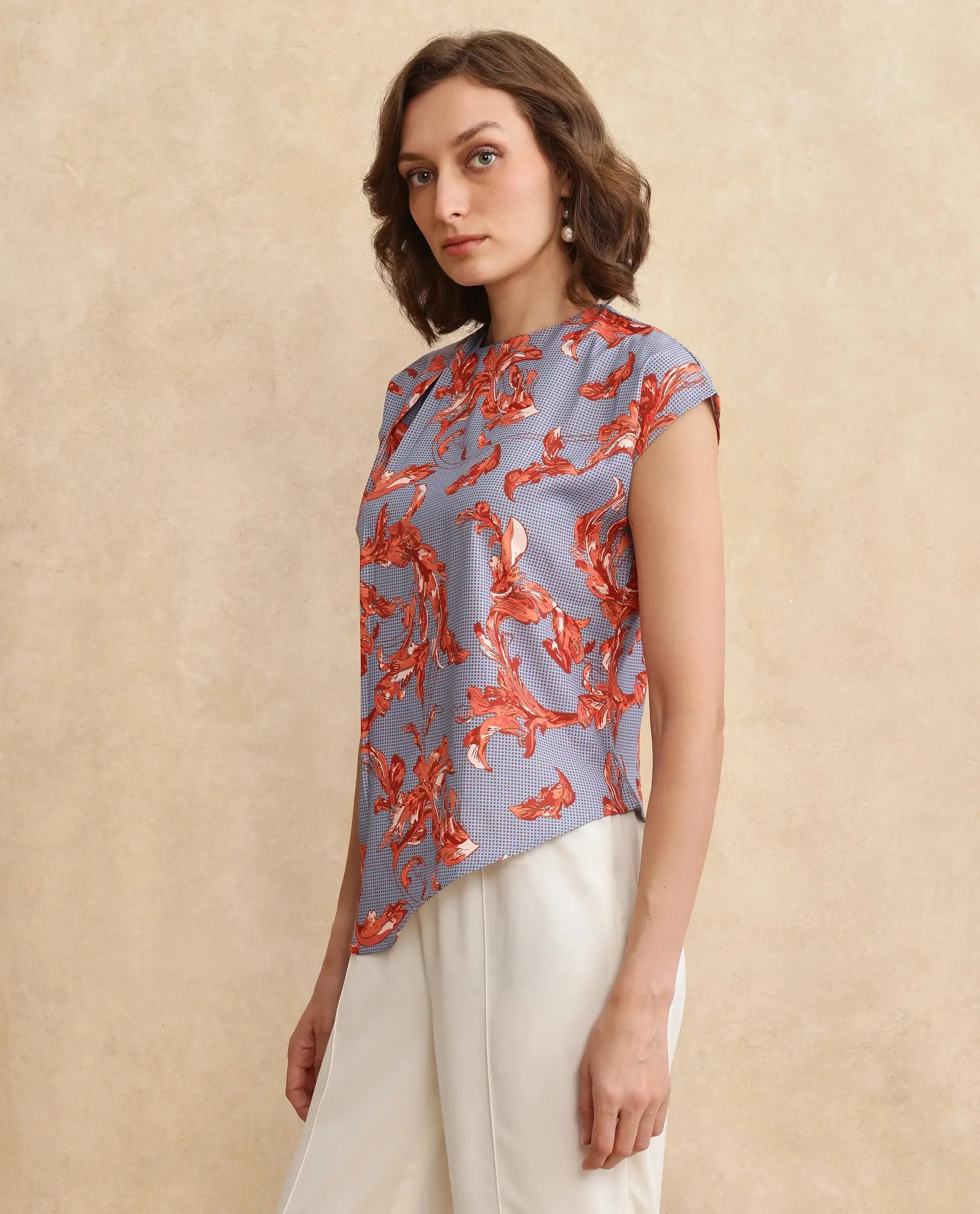 Rareism Women Grillo Primary Grey Sleeveless Top