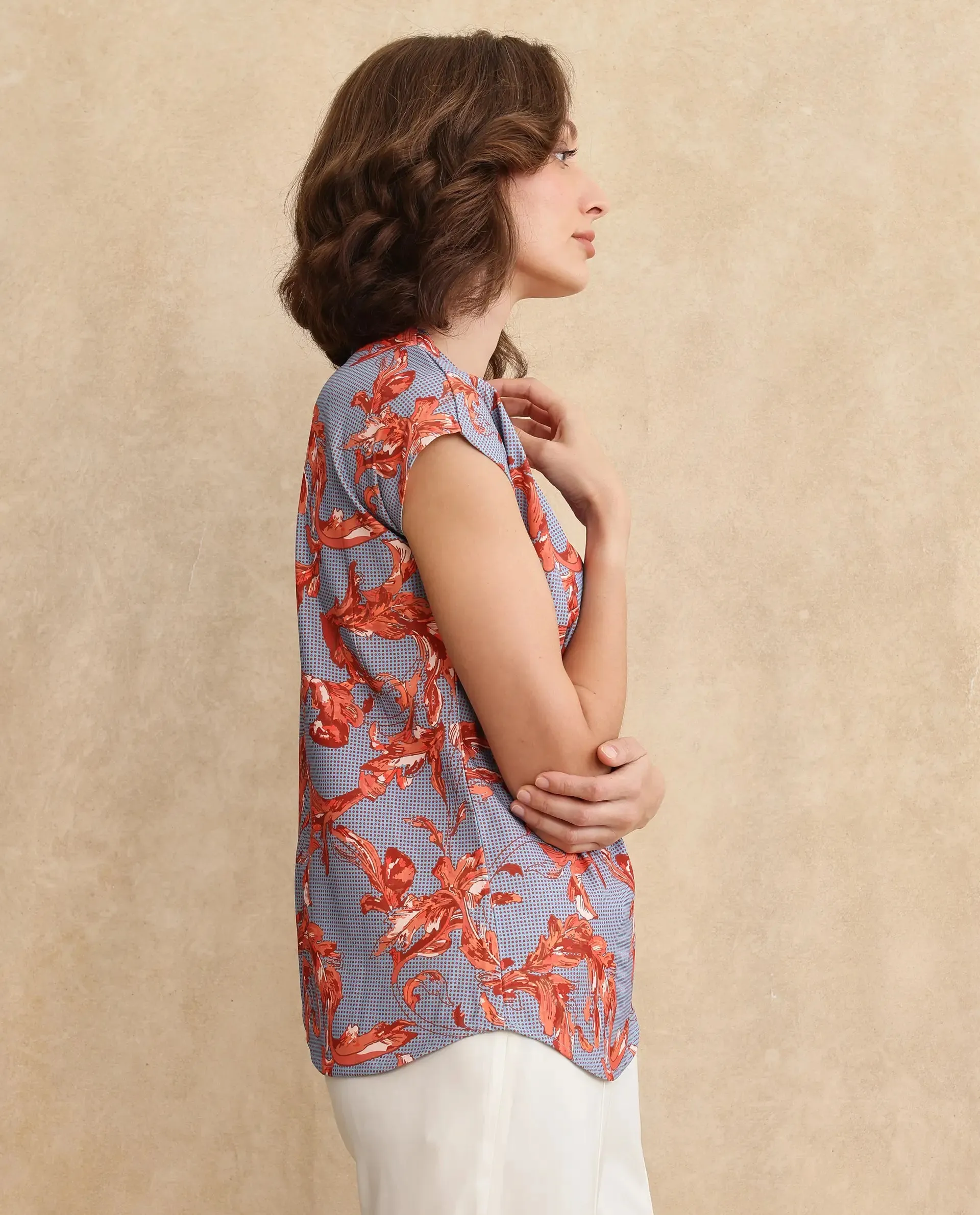 Rareism Women Grillo Primary Grey Sleeveless Top