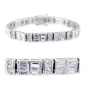 Rhodium Brass Bracelet with AAA Grade CZ in Clear for Women Style 32024