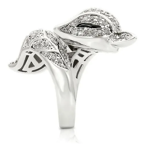 Rhodium Brass Ring with AAA Grade CZ in Clear for Women Style 0W185