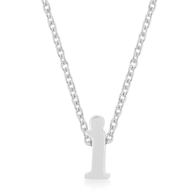 Rhodium Plated Finish Initial I Pendant