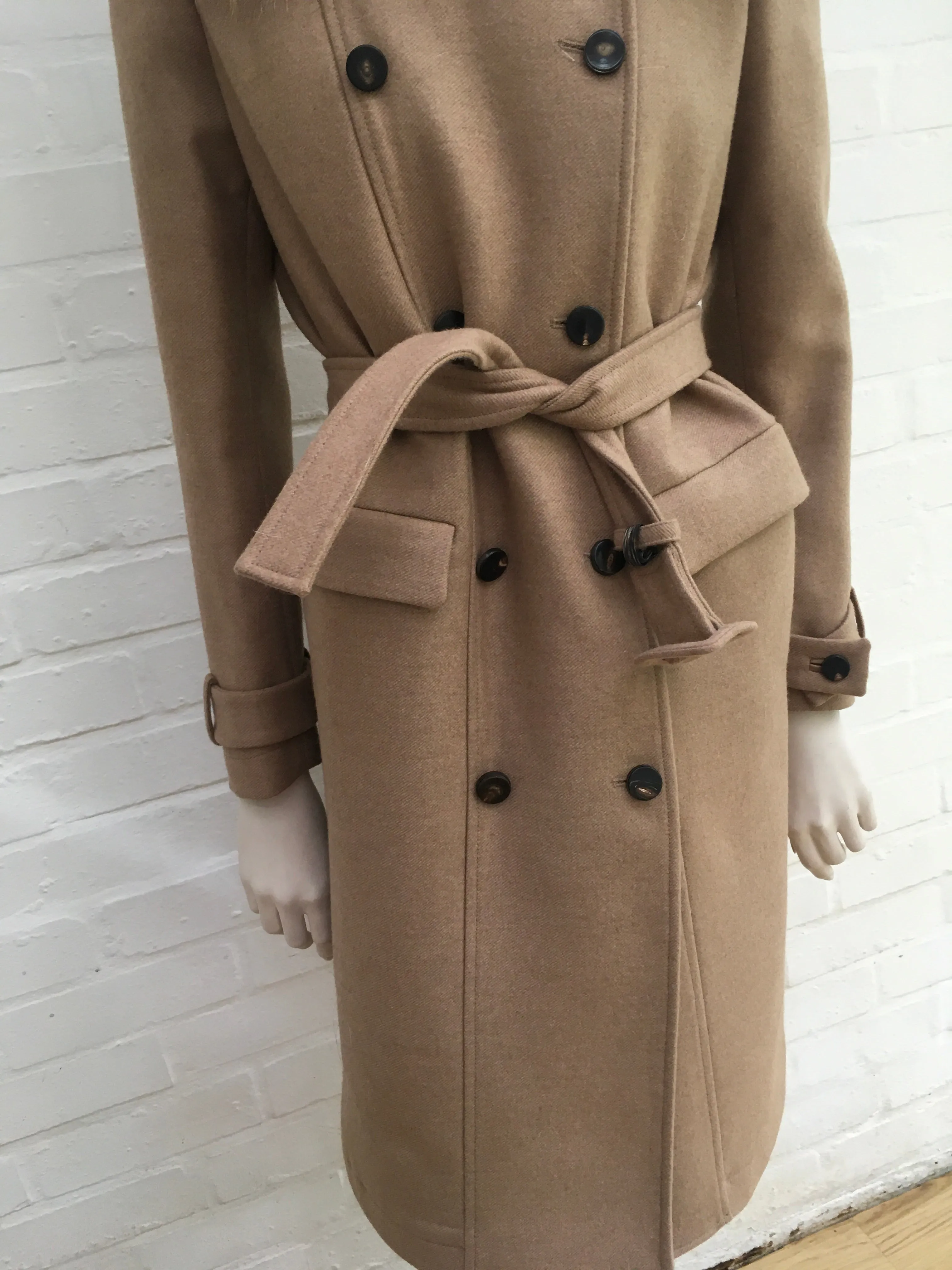 Roberto Cavalli Runaway Beige Fur Trim Coat Size I 40 UK 8 US 4 S SMALL ladies