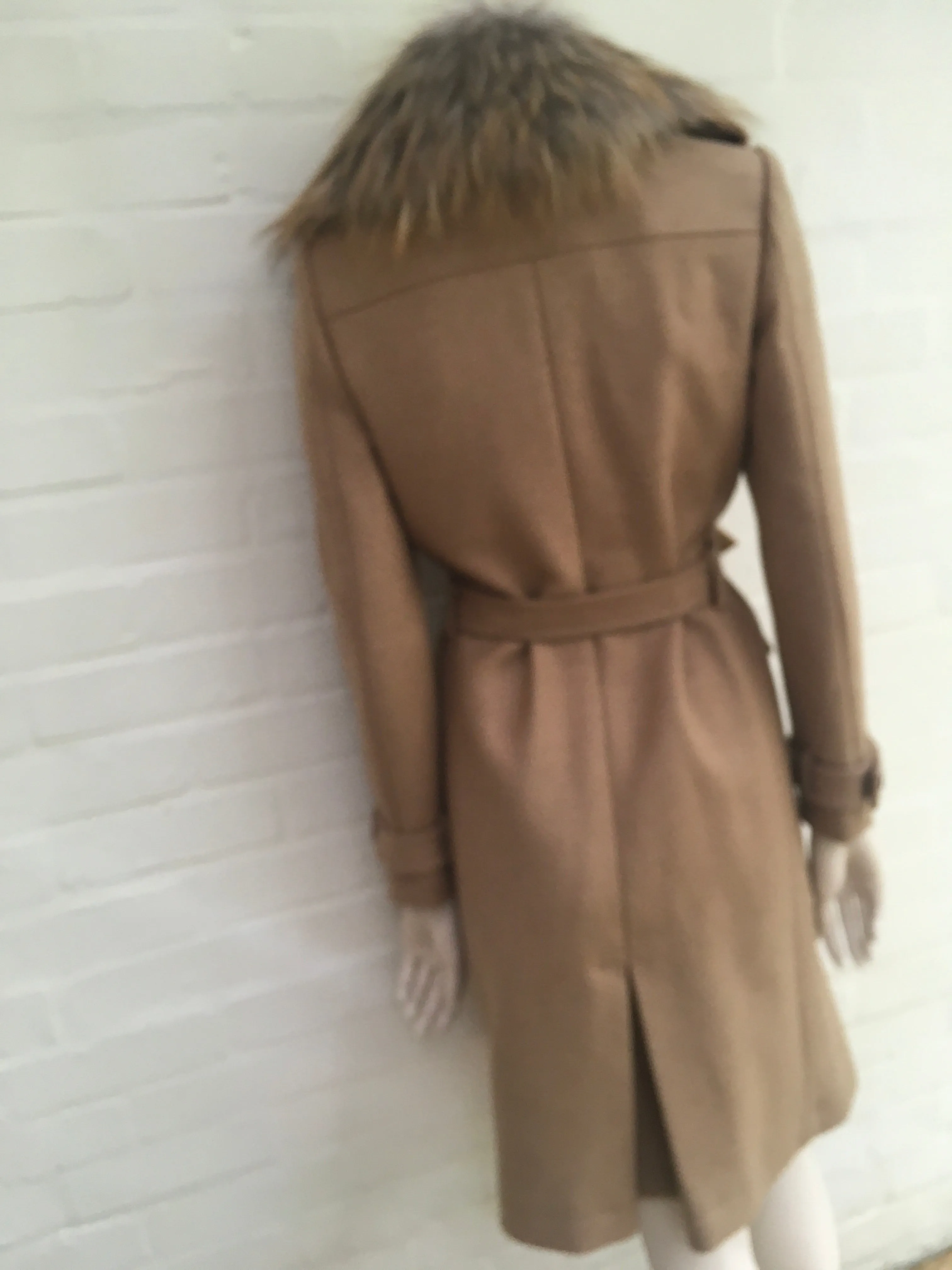 Roberto Cavalli Runaway Beige Fur Trim Coat Size I 40 UK 8 US 4 S SMALL ladies