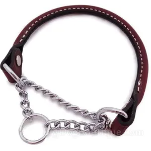 Rolled Leather Martingale with chain- USA made luxury training collar