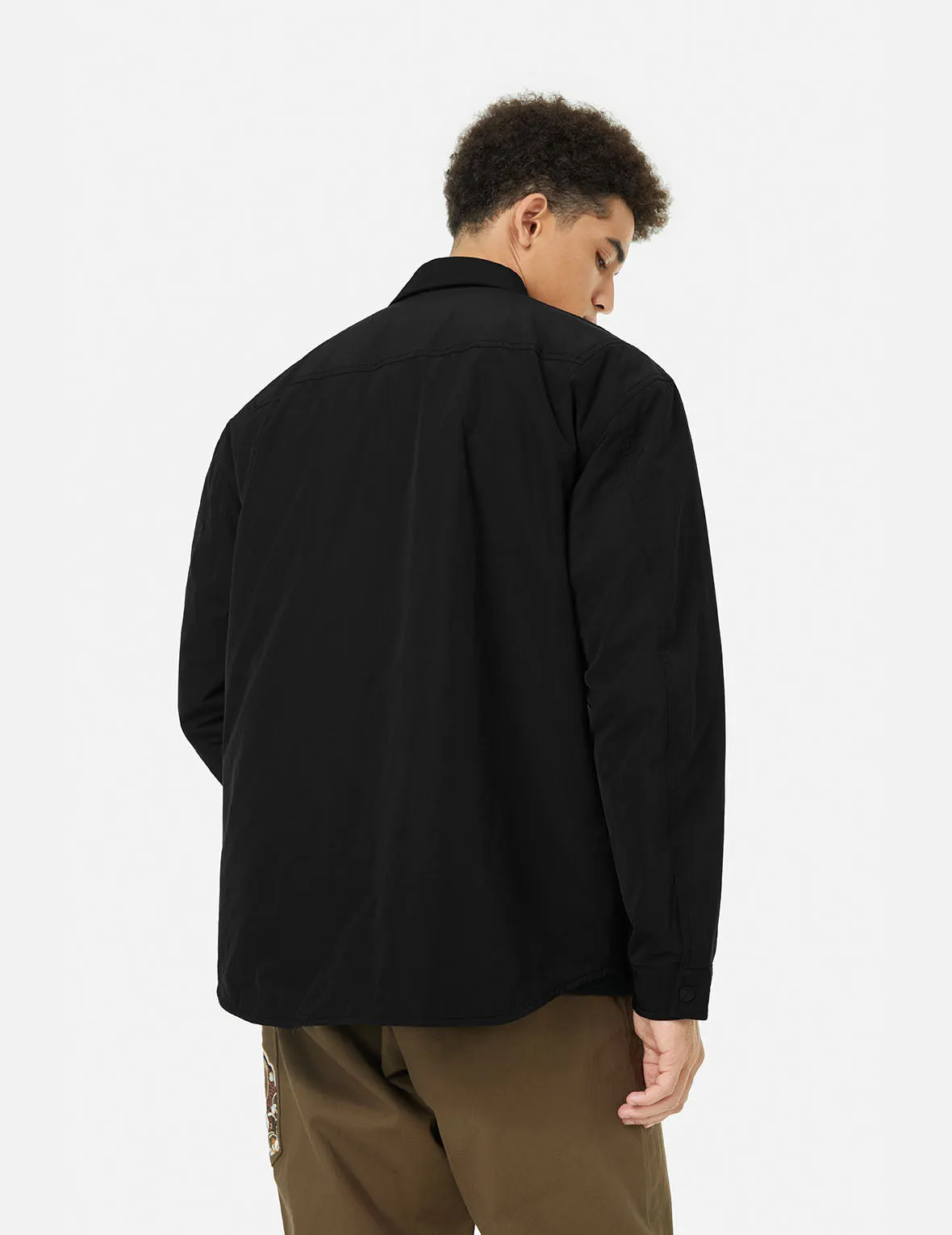 Seagull and Wave Embroidery Relax Fit Padded Shirt Jacket