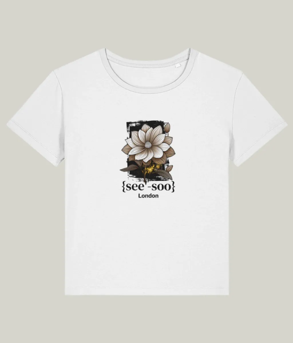 See'-soo "Rebel" 100% Organic Cotton T-Shirt, White, Women's