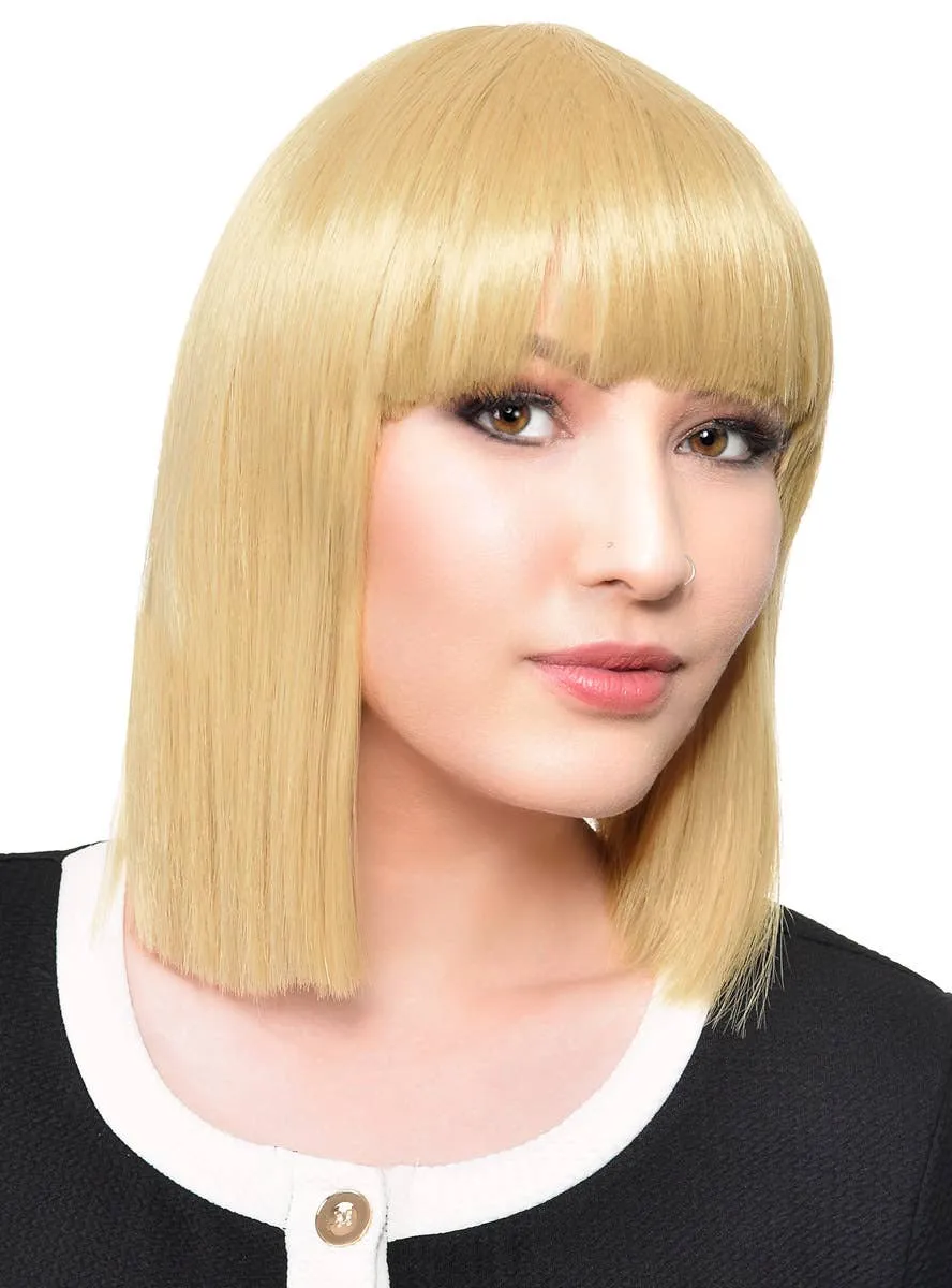 Short Blonde Heat Resistant Bob Fashion Wig with Fringe