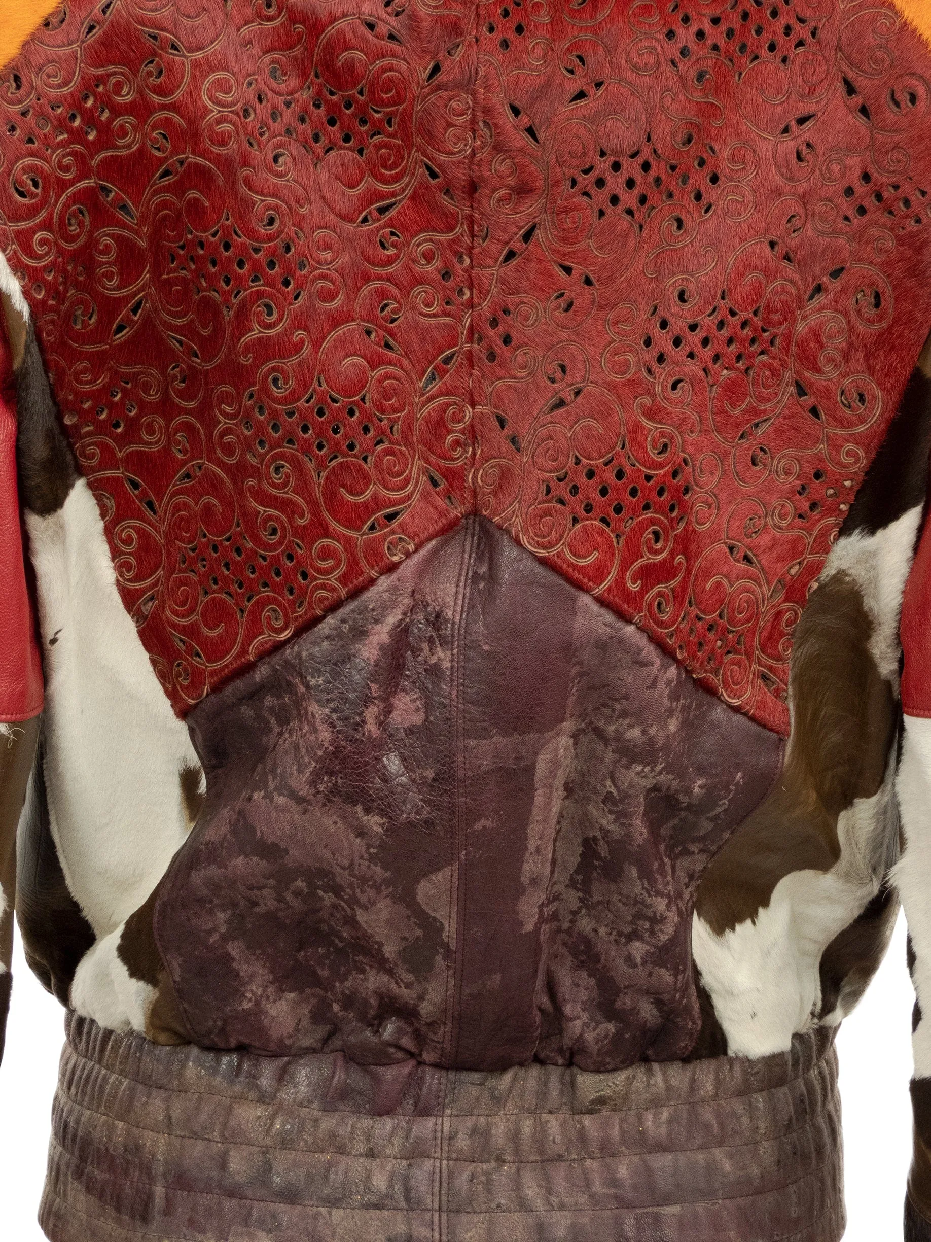 Signature Petal Collar Mixed Leather & Fur Biker Jacket