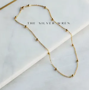 Silver Wren Gold Beaded Chain Necklace