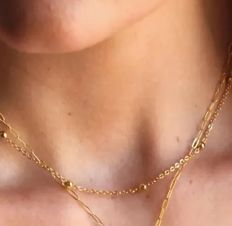 Silver Wren Gold Beaded Chain Necklace