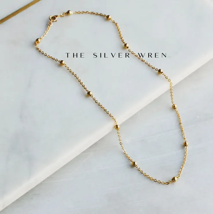 Silver Wren Gold Beaded Chain Necklace