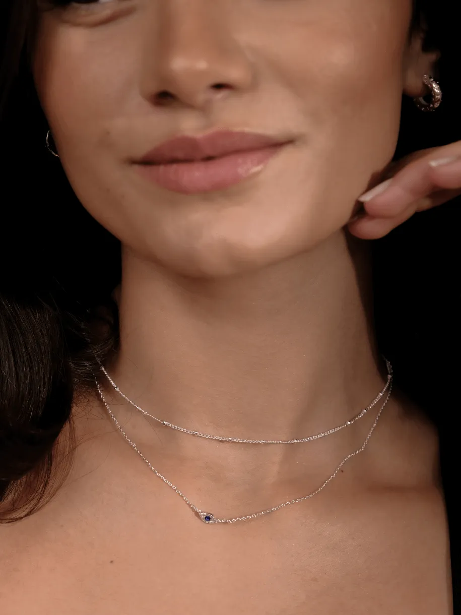 Single Beaded Chain 14- Silver