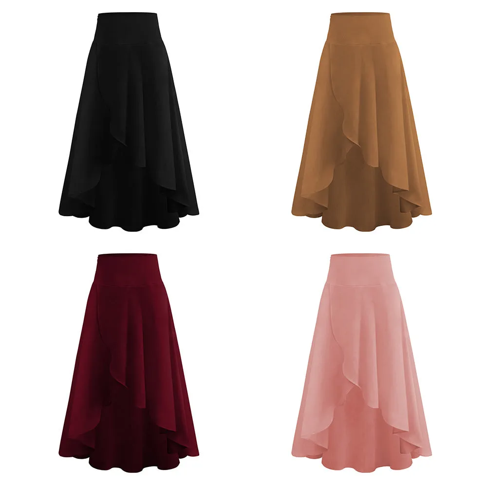 Solid Color Women's Ruffled Irregular Elegant Summer Wear Fashion Skirt