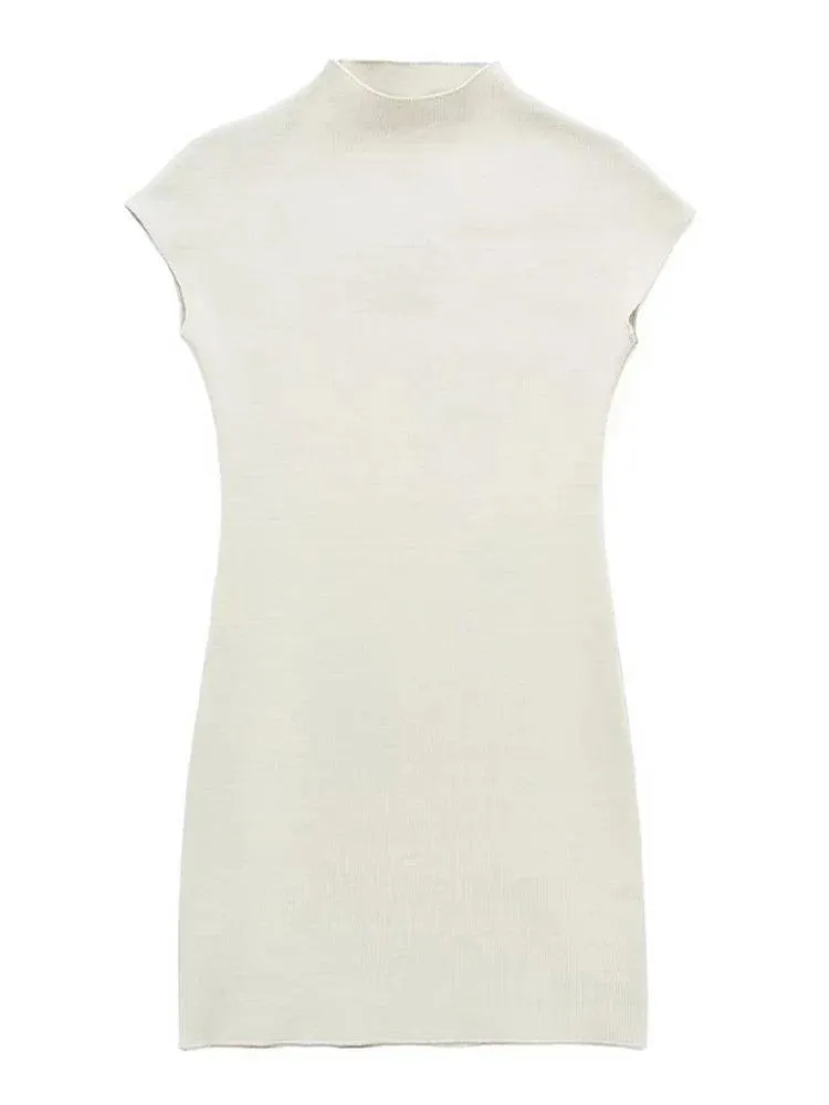 Sophisticated Vintage Sleeveless Knit Dress: Elegant Women's Style Statement