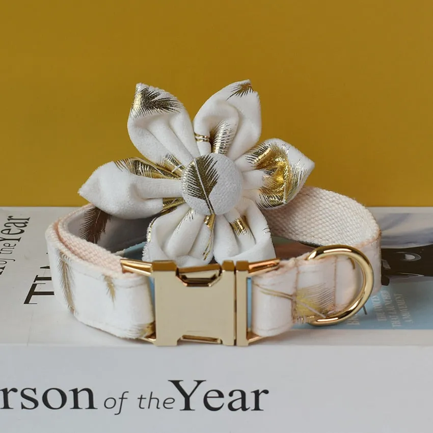 Sparkling White:  Personalized Pet Flower Collar And Leash