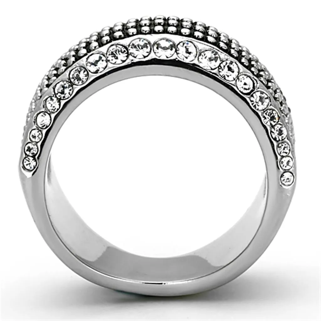 Stainless Steel Ring Top GRD Crystal Clear TK1216 for Women Style High