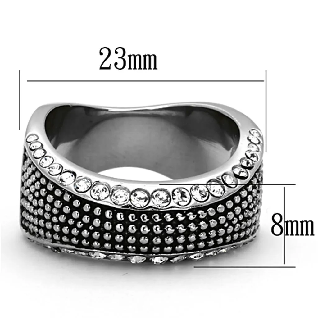 Stainless Steel Ring Top GRD Crystal Clear TK1216 for Women Style High