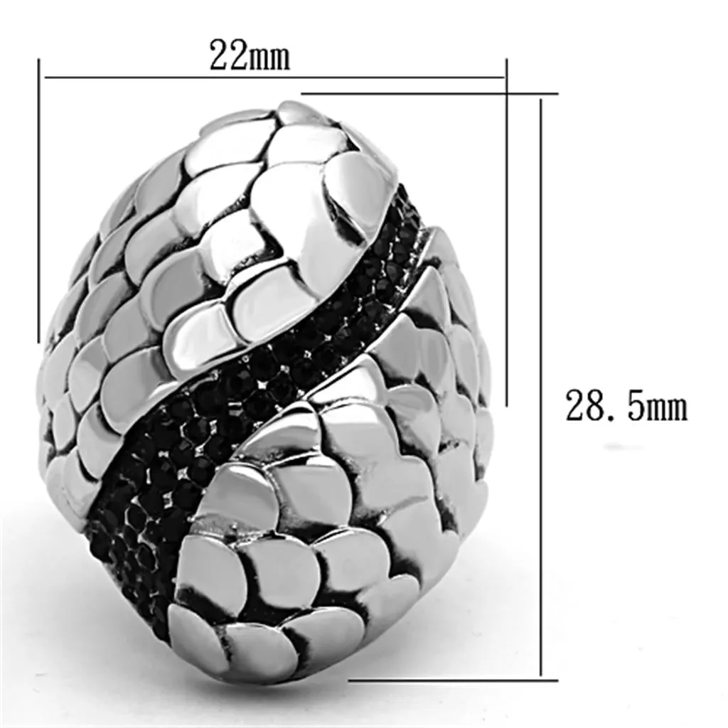 Stainless Steel Ring Top GRD Crystal Jet TK1327 for Women Style High