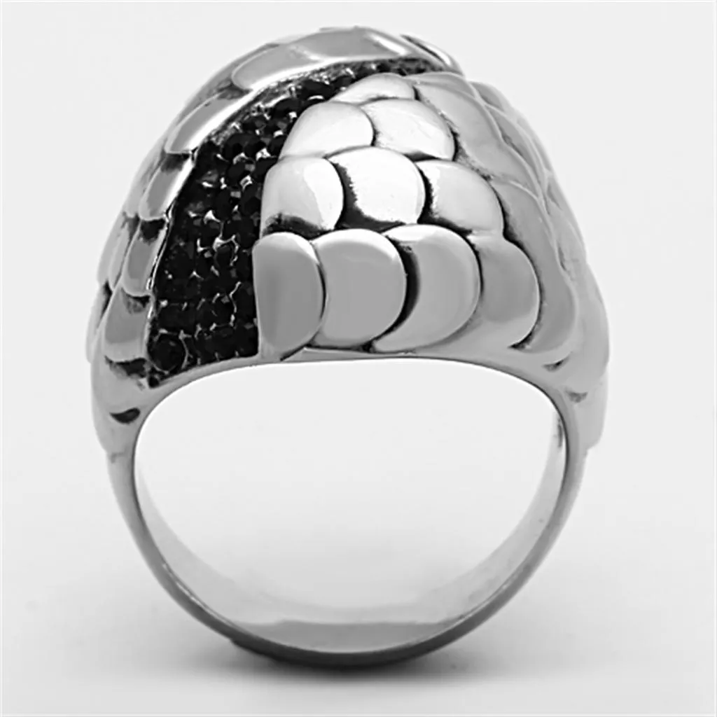 Stainless Steel Ring Top GRD Crystal Jet TK1327 for Women Style High