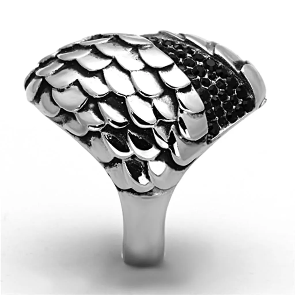 Stainless Steel Ring Top GRD Crystal Jet TK1327 for Women Style High