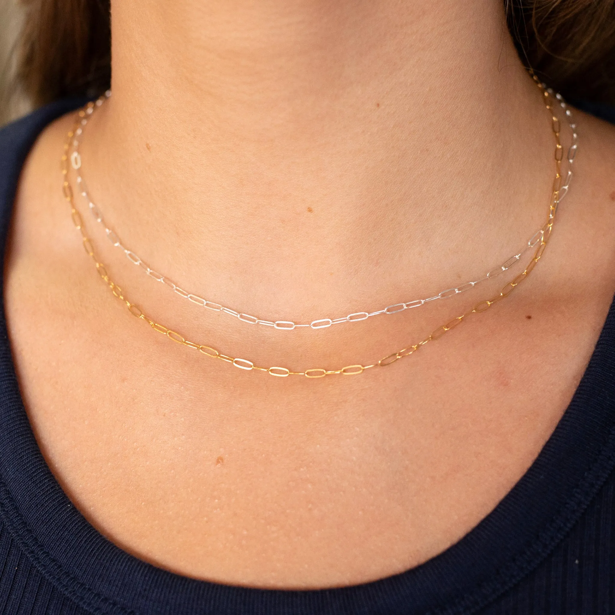 Sterling Silver Petite Paper Clip Layering Chain