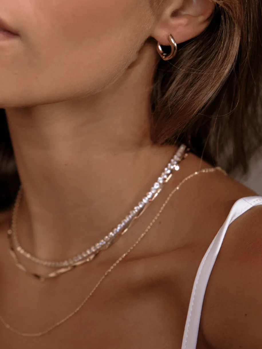 Tennis Necklace - Clear Gemstone