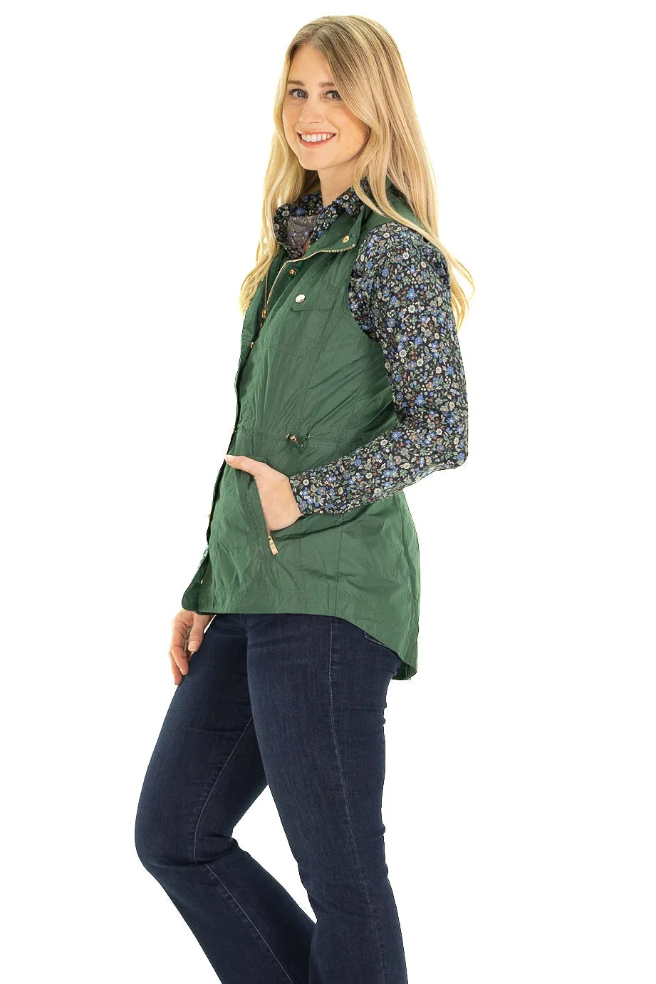The Sumner Vest in Green Nylon
