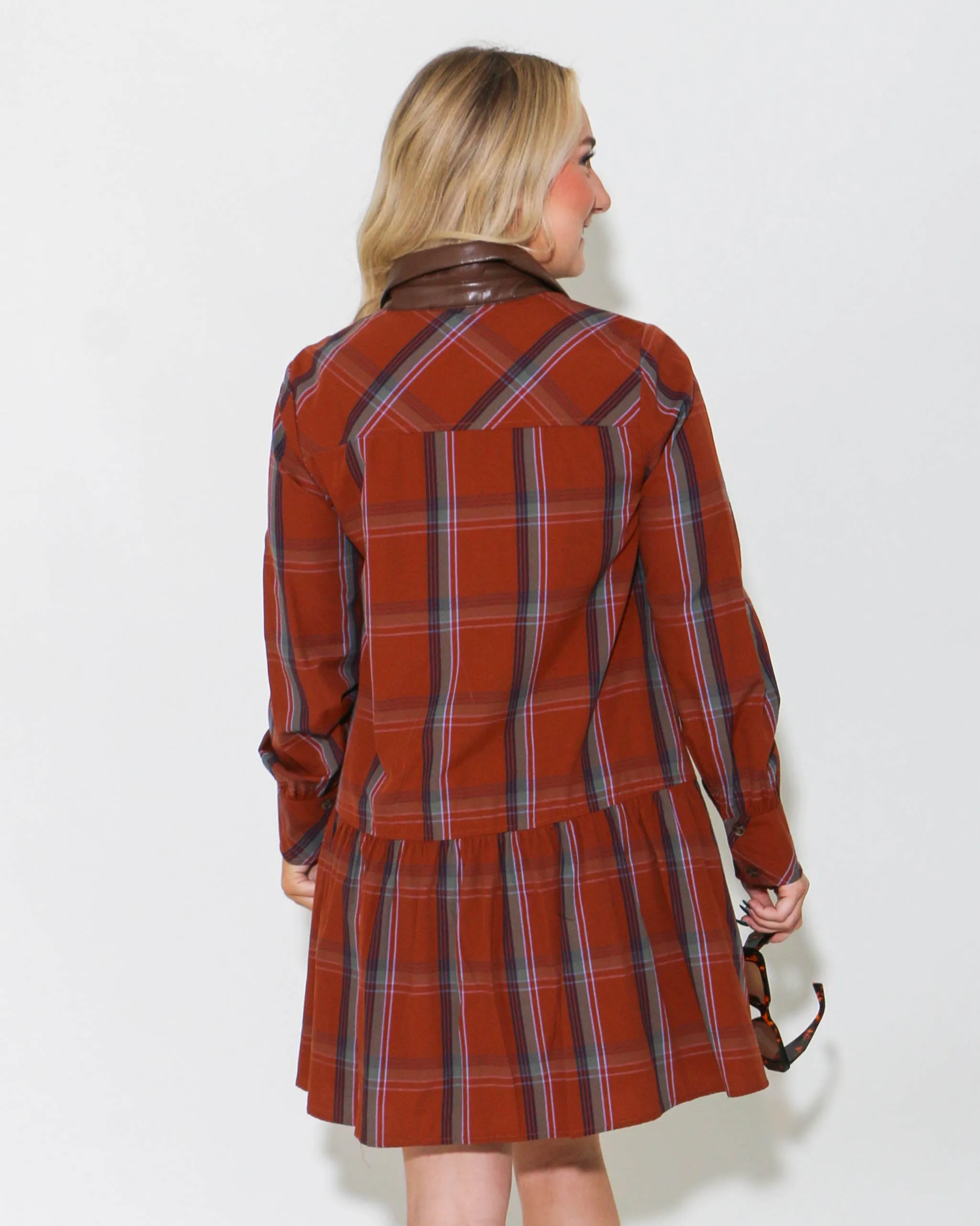 THML Plaid Button Up Dress