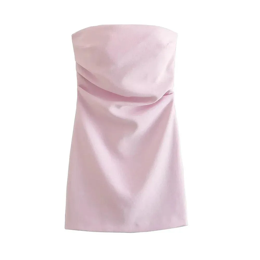 TRAF-Strapless Draped Mini Dress: Sophisticated Elegance