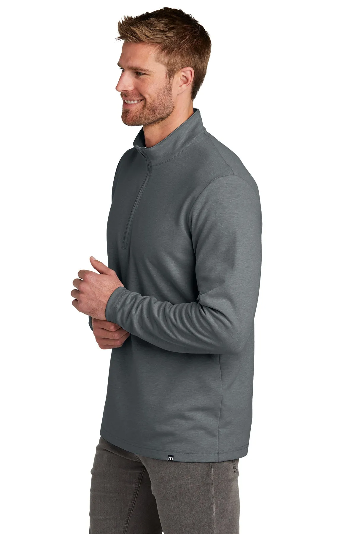 TravisMathew Coveside Branded Quarter Zips, Dark Grey Heather