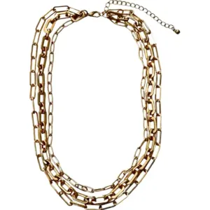 TRIPLE PAPERCLIP CHAIN LAYERING NECKLACE