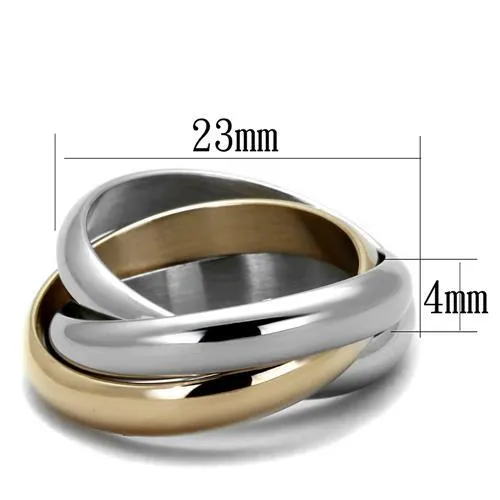 Two-Tone IP Rose Gold Stainless Steel Ring with No Stone for Women Style TK1670