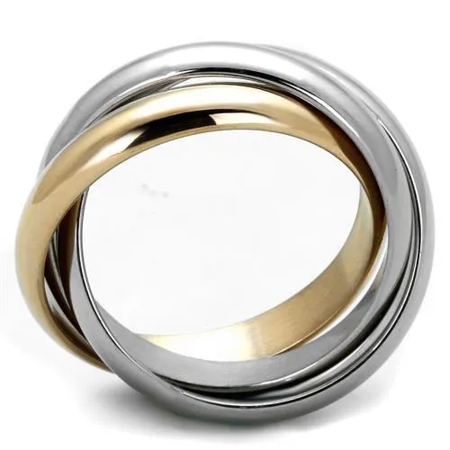 Two-Tone IP Rose Gold Stainless Steel Ring with No Stone for Women Style TK1670