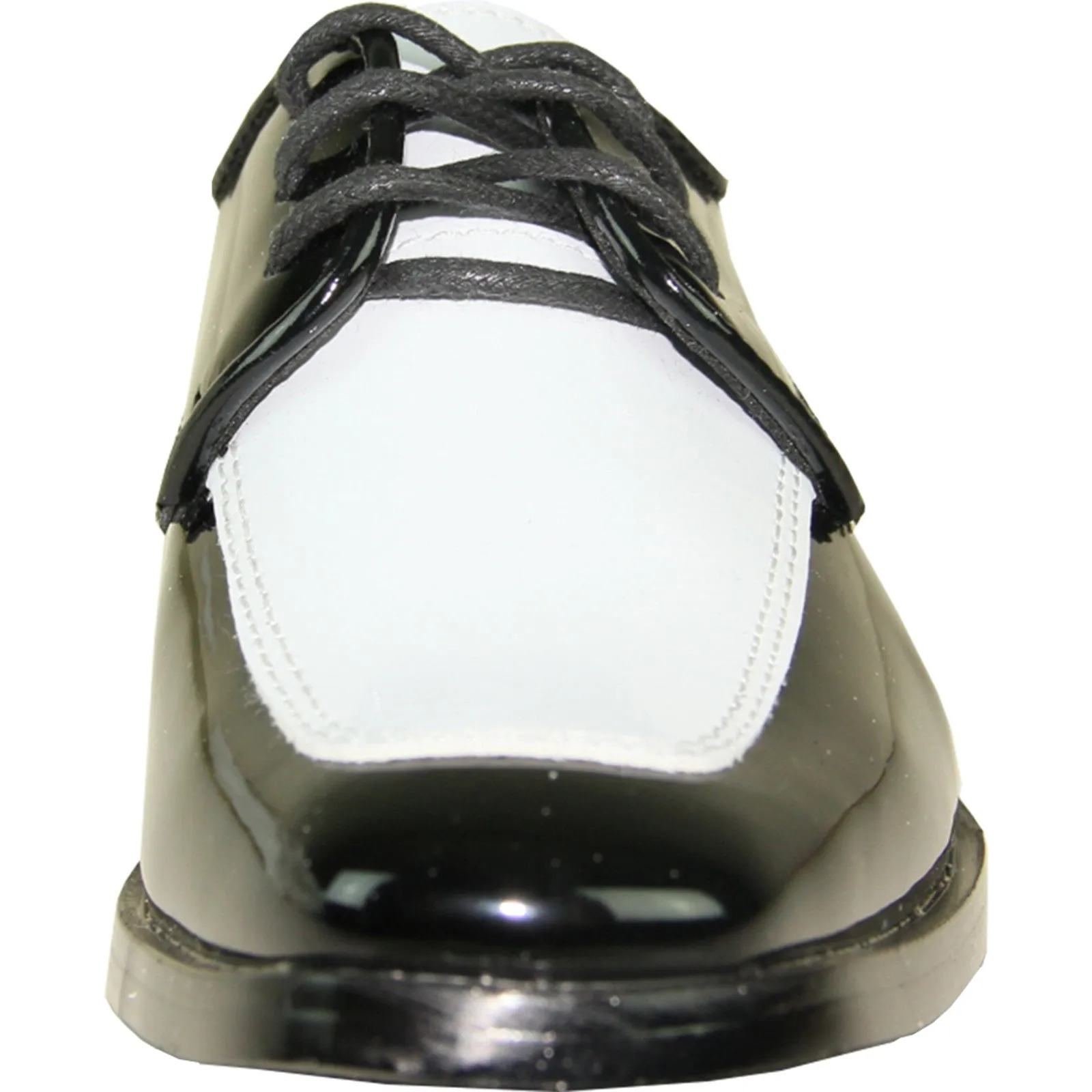 VANGELO Boy TUX-3KID Dress Shoe Formal Tuxedo for Prom & Wedding Black/White Patent Two Tone