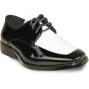 VANGELO Boy TUX-3KID Dress Shoe Formal Tuxedo for Prom & Wedding Black/White Patent Two Tone