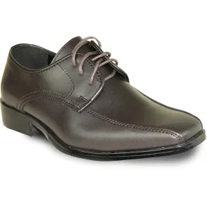 VANGELO Boy TUX-5KID Dress Shoe Formal Tuxedo for Prom & Wedding and School Uniform Brown Matte